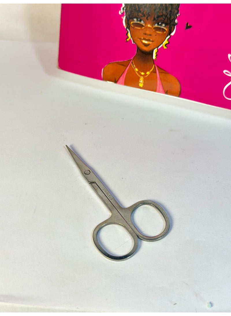 Stainless Steel Scissors with Sharp Curved Blades for Eyebrows, Facial Hair, False Eyelashes 1PC - Image 1